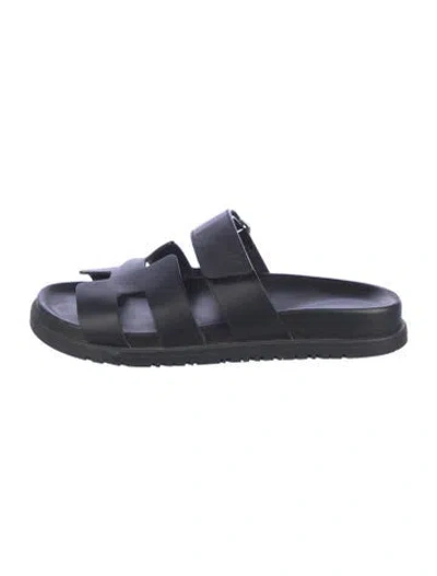 Pre-owned Hermes 2023 Chypre Slides In Black