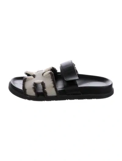 Pre-owned Hermes 2023 Chypre Slides In Black