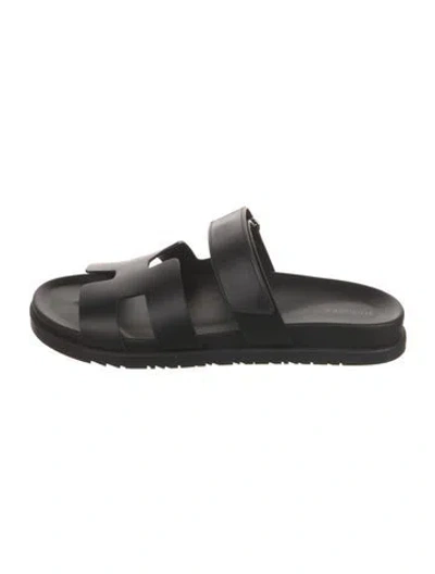 Pre-owned Hermes 2023 Chypre Slides In Black