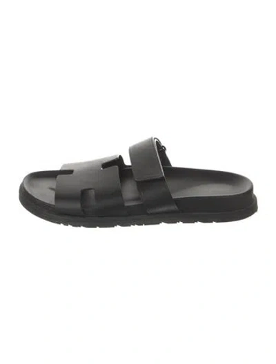 Pre-owned Hermes 2023 Chypre Slides In Black