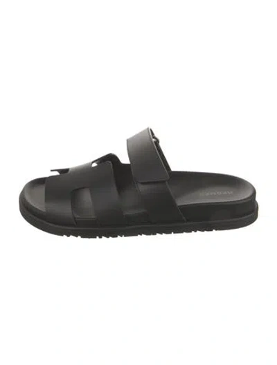 Pre-owned Hermes 2023 Chypre Slides In Black