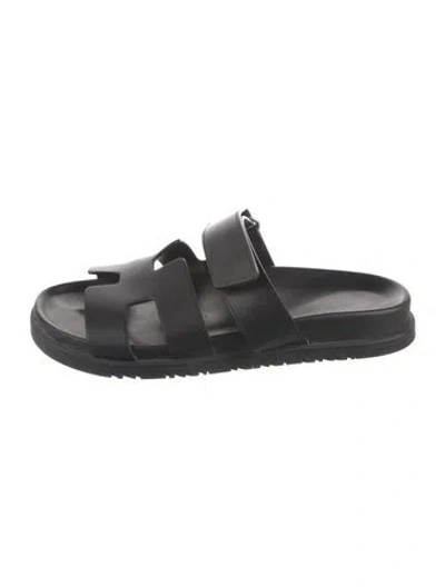Pre-owned Hermes 2023 Chypre Slides In Black