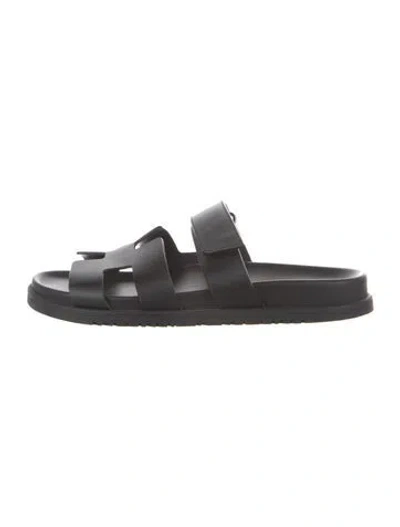 Pre-owned Hermes 2023 Chypre Slides In Black