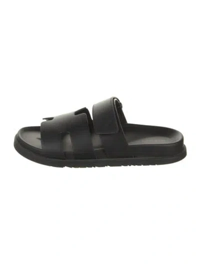 Pre-owned Hermes 2023 Chypre Slides In Black