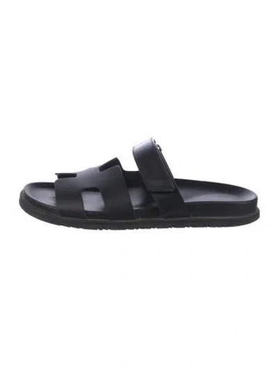 Pre-owned Hermes 2023 Chypre Slides In Black