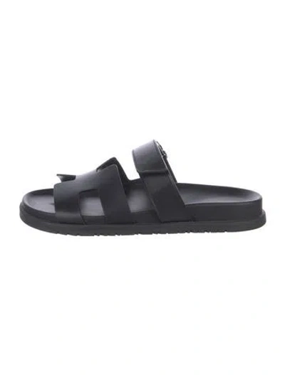 Pre-owned Hermes 2023 Chypre Slides In Black