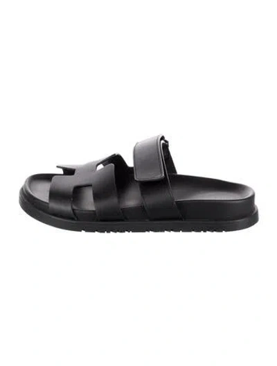 Pre-owned Hermes 2023 Chypre Slides In Black