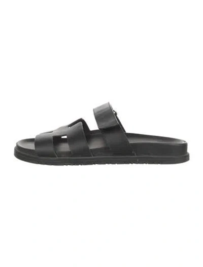 Pre-owned Hermes 2023 Chypre Slides In Black