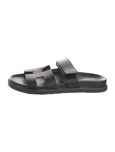 Pre-owned Hermes 2023 Chypre Slides In Black