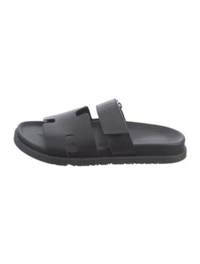 Pre-owned Hermes 2023 Chypre Slides In Black