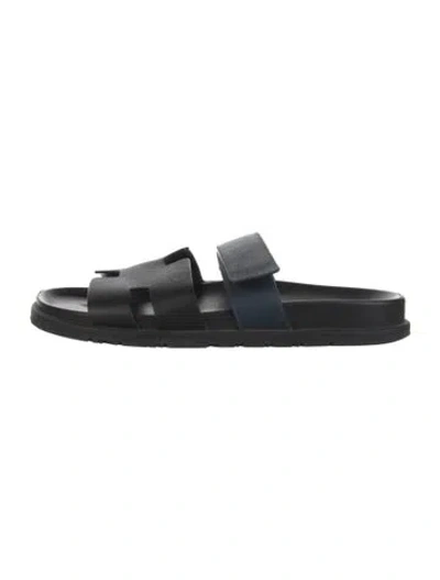 Pre-owned Hermes 2023 Chypre Slides In Black