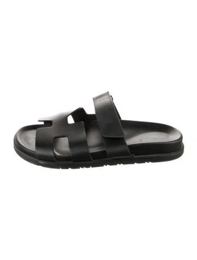 Pre-owned Hermes 2023 Chypre Slides In Black