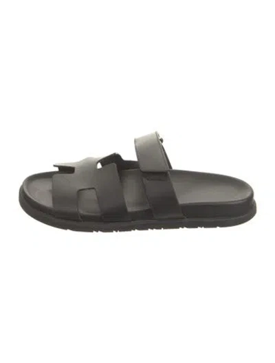 Pre-owned Hermes 2023 Chypre Slides In Black