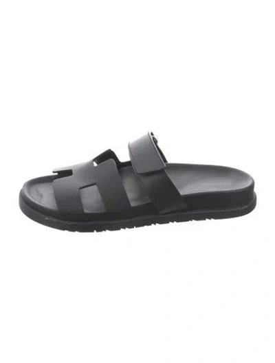 Pre-owned Hermes 2023 Chypre Slides In Black