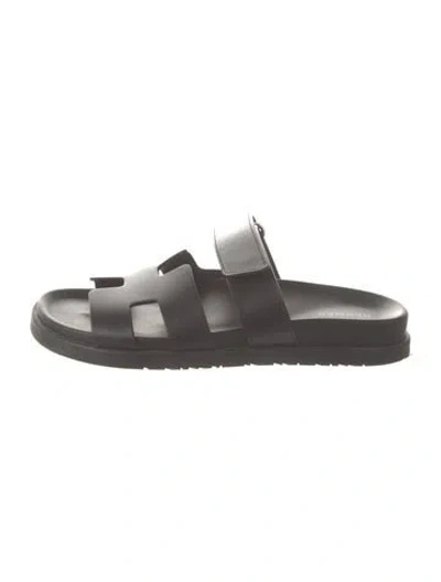 Pre-owned Hermes 2023 Chypre Slides In Black