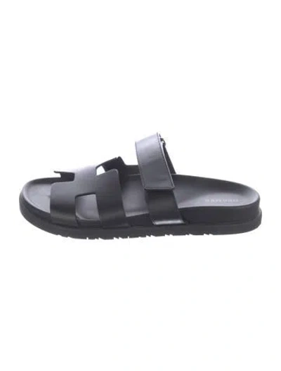 Pre-owned Hermes 2023 Chypre Slides In Black