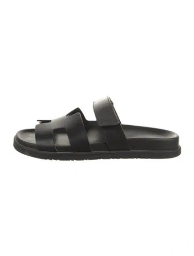 Pre-owned Hermes 2023 Chypre Slides In Black