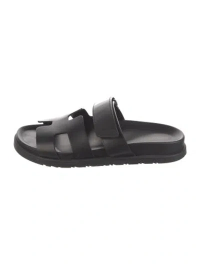 Pre-owned Hermes 2023 Chypre Slides In Black
