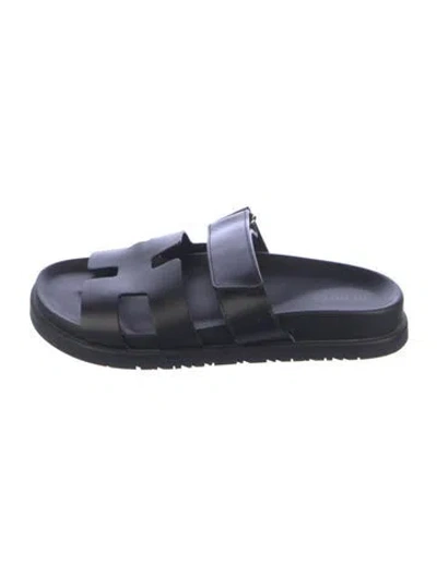 Pre-owned Hermes 2023 Chypre Slides In Black