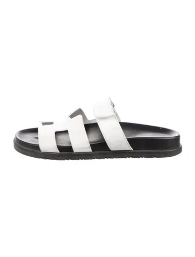 Pre-owned Hermes 2023 Chypre Slides In White