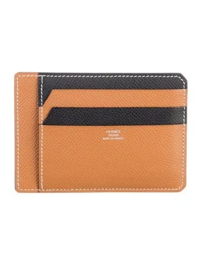 Pre-owned Hermes 2023 City 8cc Card Holder In Black/brown