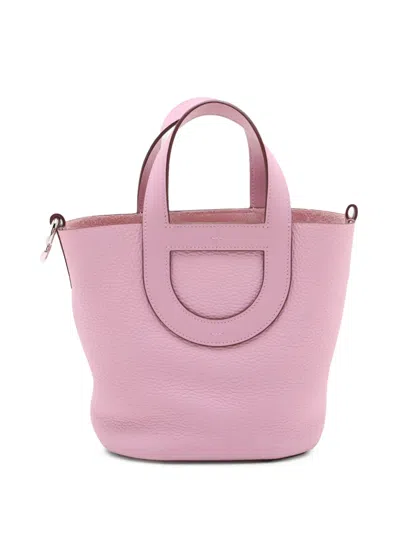 Pre-owned Hermes 2023 Clemence And Swift In The Loop 18 Handbag In Pink