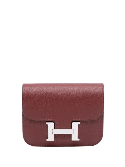 Pre-owned Hermes 2023 Clemence Constance Slim Wallet Small Wallets In Red