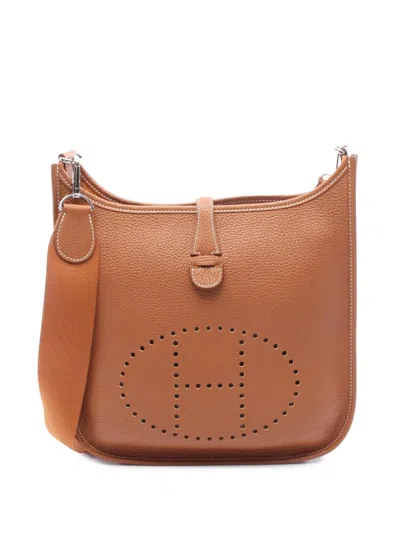 Pre-owned Hermes 2023 Clemence Evelyne Iii Pm Crossbody Bag In Brown