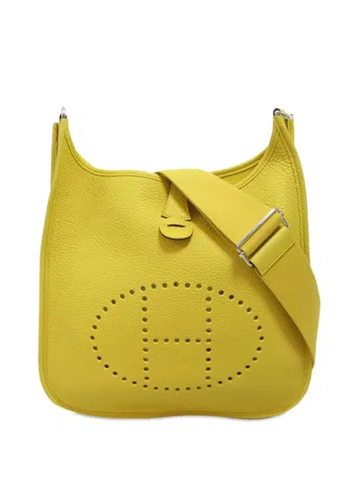 Pre-owned Hermes 2023 Clemence Evelyne Iii Pm Crossbody Bag In Yellow