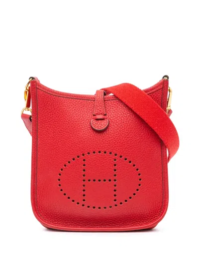 Pre-owned Hermes 2023 Clemence Evelyne Tpm Crossbody Bag In Red