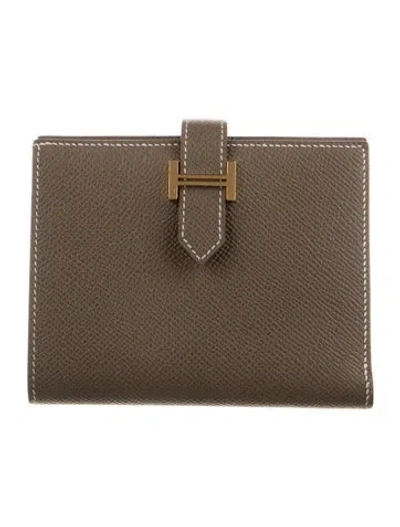 Pre-owned Hermes 2023 Compact Bearn Wallet In Brown