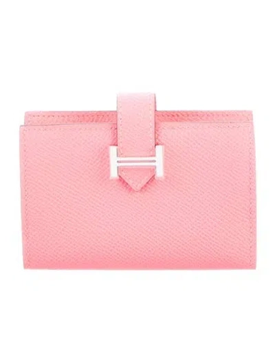 Pre-owned Hermes 2023 Compact Bearn Wallet In Pink