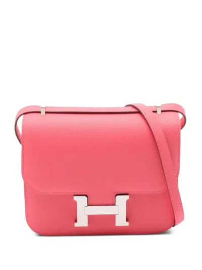Pre-owned Hermes 2023 Constance Leather Crossbody Bag In Pink