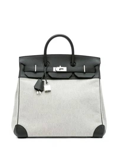 Pre-owned Hermes 2023 Criss Cross Toile And Evercolor Hac Birkin 40 Handbag In Brown