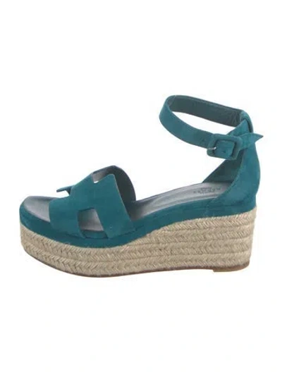 Pre-owned Hermes 2023 Elda Espadrilles In Blue