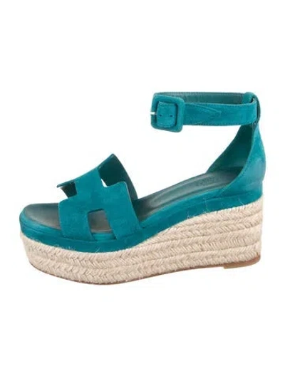 Pre-owned Hermes 2023 Elda Espadrilles In Green