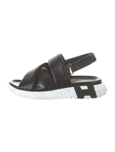 Pre-owned Hermes 2023 Electric Slingback Sandals In Black