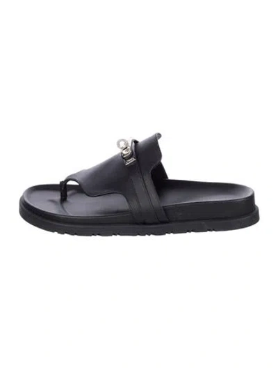 Pre-owned Hermes 2023 Empire Slides In Black