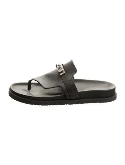 Pre-owned Hermes 2023 Empire Slides In Black