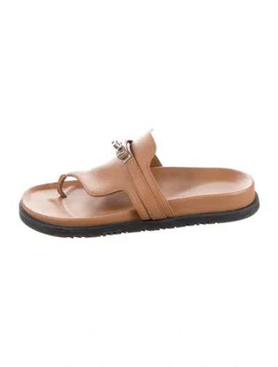 Pre-owned Hermes 2023 Empire Slides In Brown