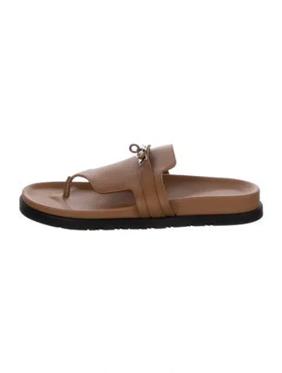 Pre-owned Hermes 2023 Empire Slides In Brown