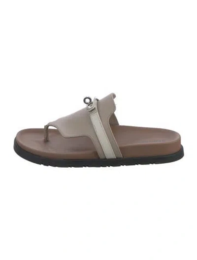Pre-owned Hermes 2023 Empire Slides In Neutrals