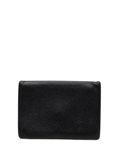 Pre-owned Hermes 2023 Epsom Calvi Card Holder In Black