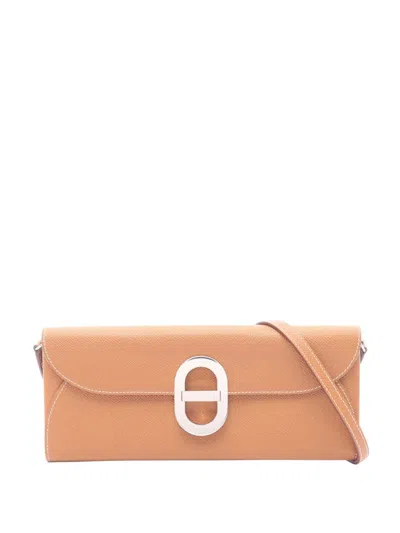 Pre-owned Hermes 2023 Epsom Chaine D Ancre To Go Wallet Crossbody Bag In Brown