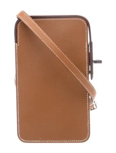 Pre-owned Hermes 2023 Epsom Hac A Box Phone Case In Brown