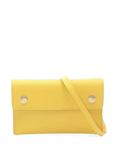 Pre-owned Hermes 2023 Epsom Nap Wallet On Strap Crossbody Bag In Yellow