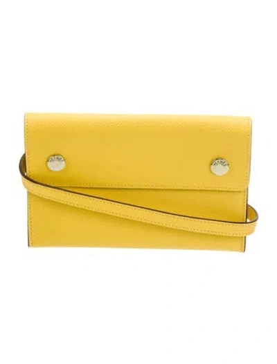 Pre-owned Hermes 2023 Epsom Nap Wallet W/ Strap In Yellow