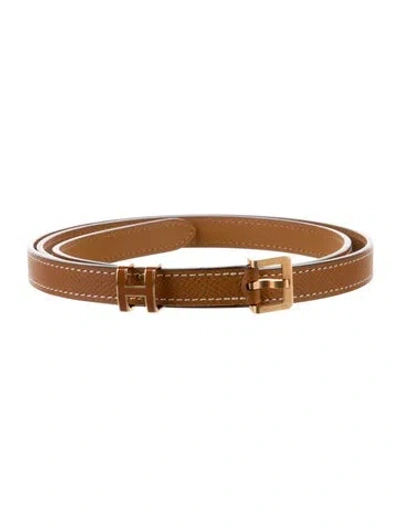 Pre-owned Hermes 2023 Epsom Leather H Belt In Brown