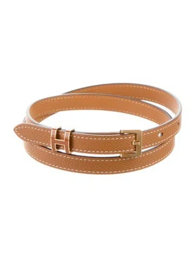 Pre-owned Hermes 2023 Epsom Leather Kelly Belt In Neutral
