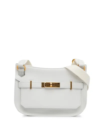 Pre-owned Hermes 2023 Evercolor Mini Jypsiére Crossbody Bag In White